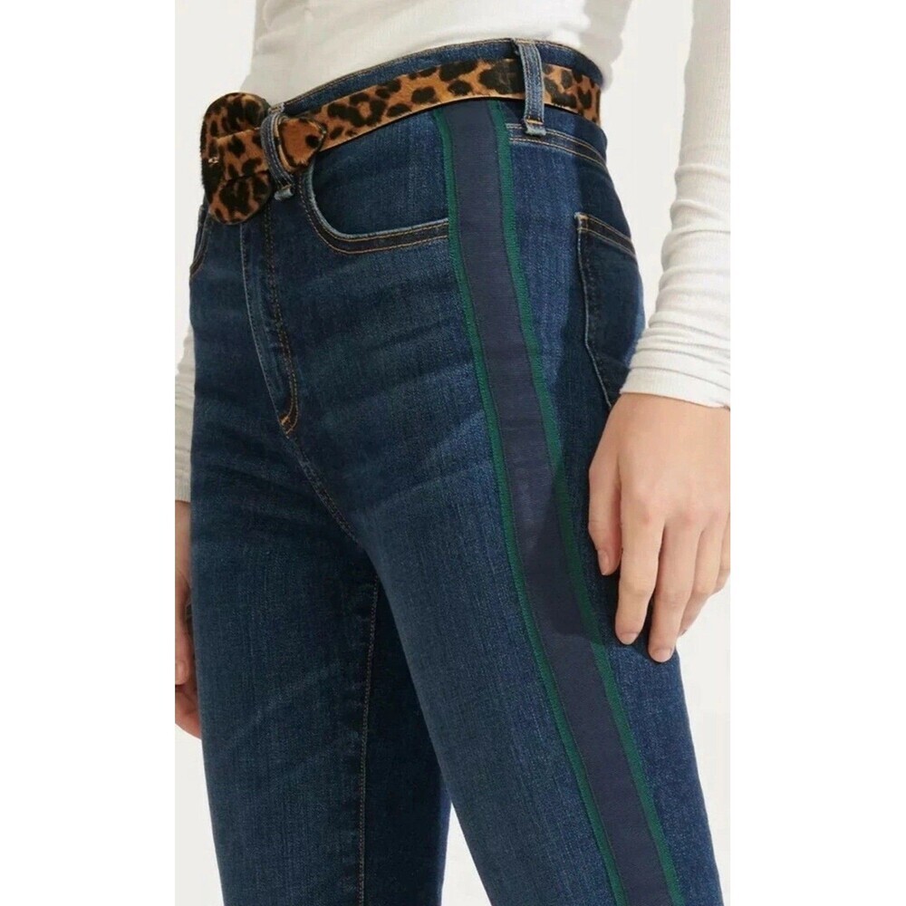 VERONICA BEARD Jeans‎ Size 25/0 Carly Kick Flare High Rise Blue Green Stripe USA